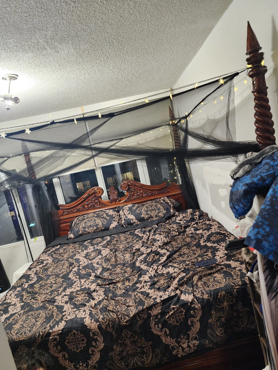 Dark Wood Four-Poster Canopy Bed Frame - photo 2