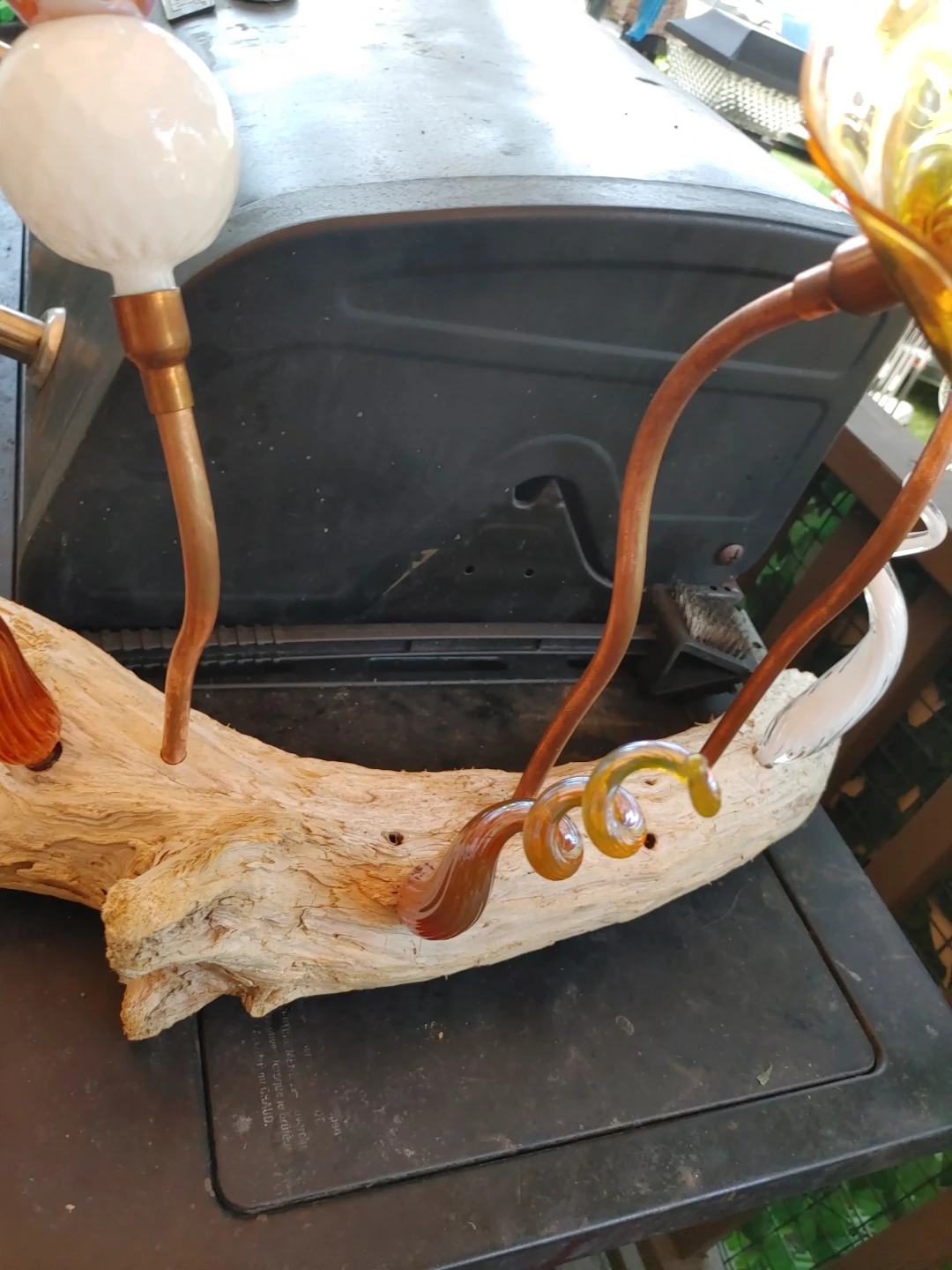 Driftwood and Glass Garden Sculpture - photo 4