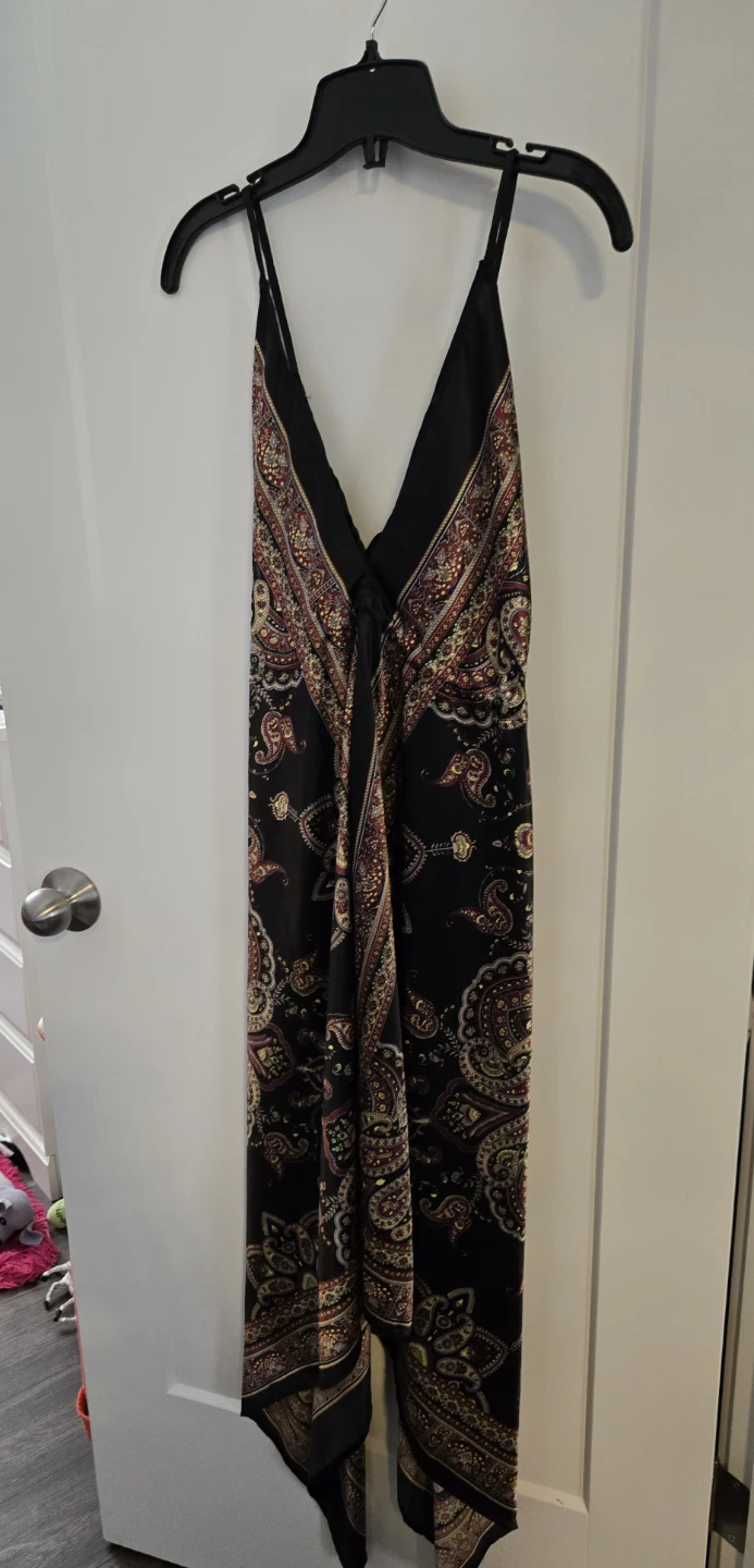 Women's Black Paisley Print Maxi Dress