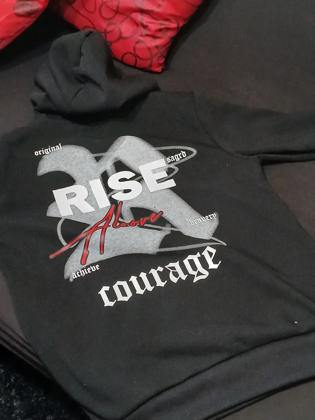 RISE hoodie with inspirational message medium Black - photo 5