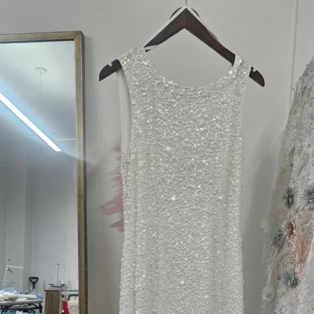 White Sequin Maxi Dress
