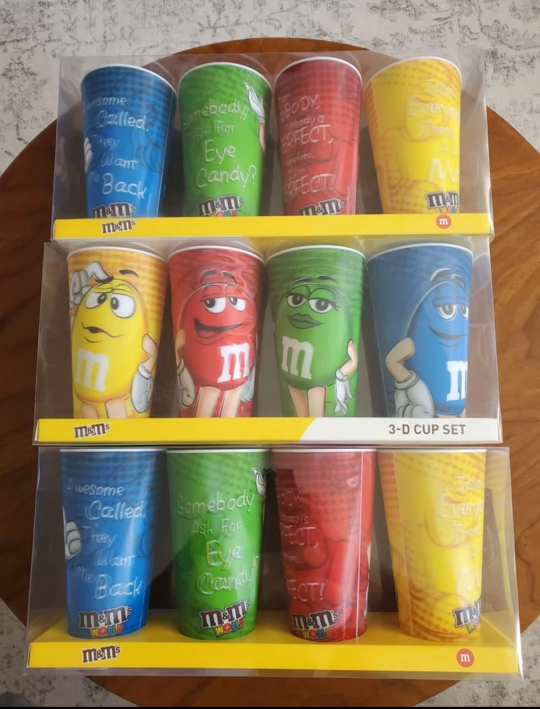 M&M World Cups, M&M 3D Cup Set, M&Ms  M&M Tumbler Set,New.