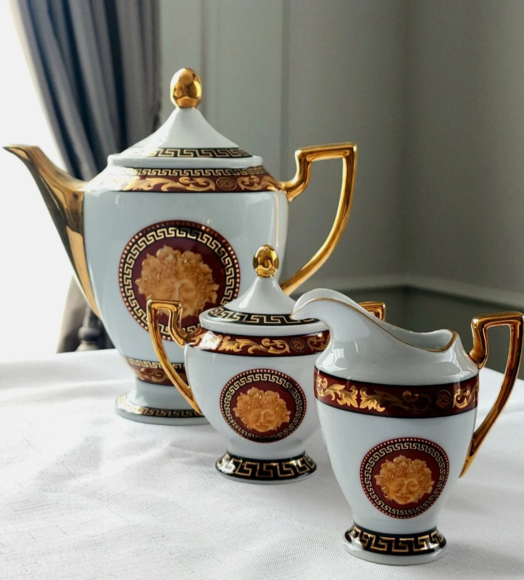 Adeline Fine Porcelain Tea Set with Creamer and Sugar Bowl