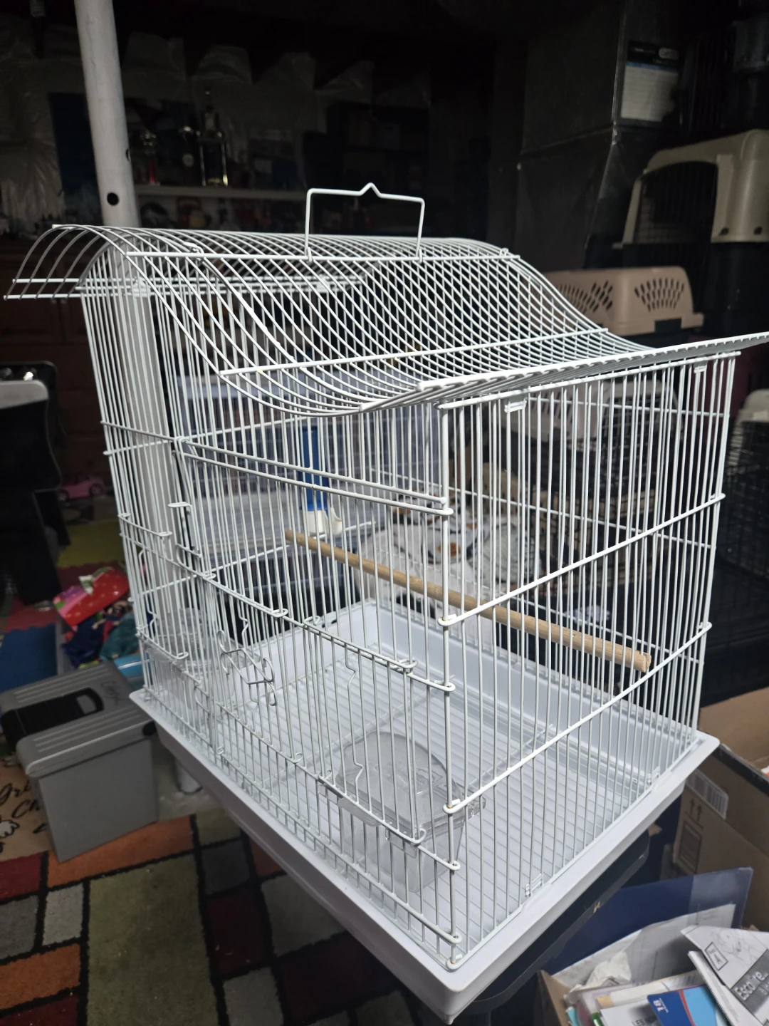White Bird Cage with Perch - photo 2