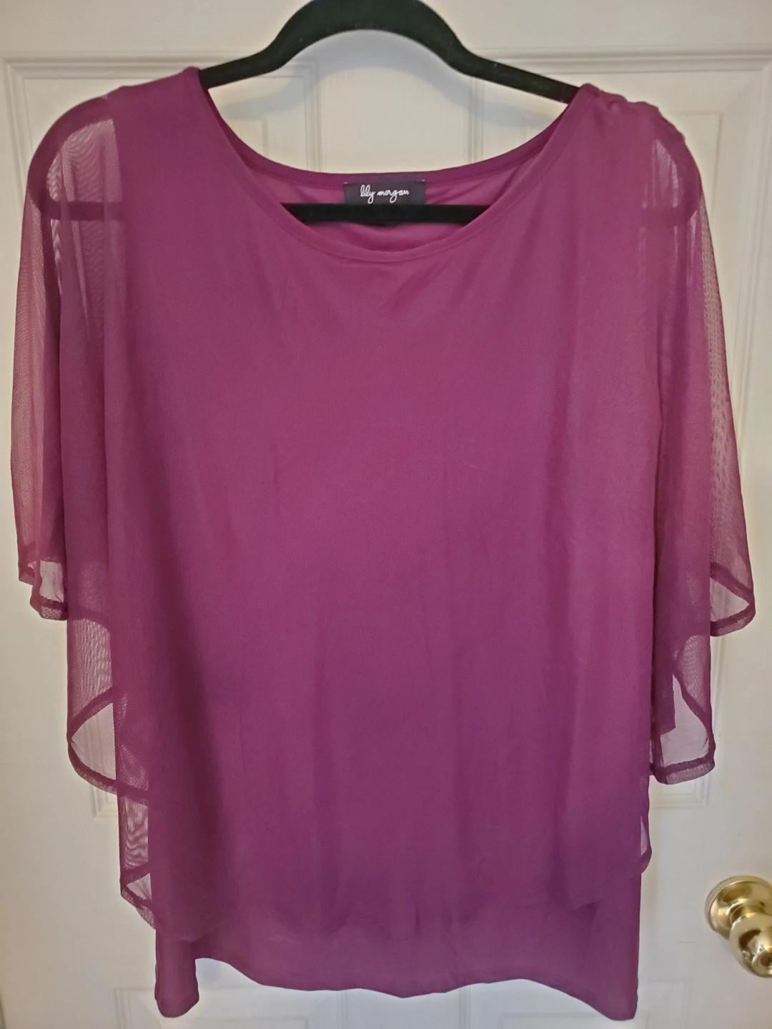 Lily Morgan Purple Sheer Overlay Top...New