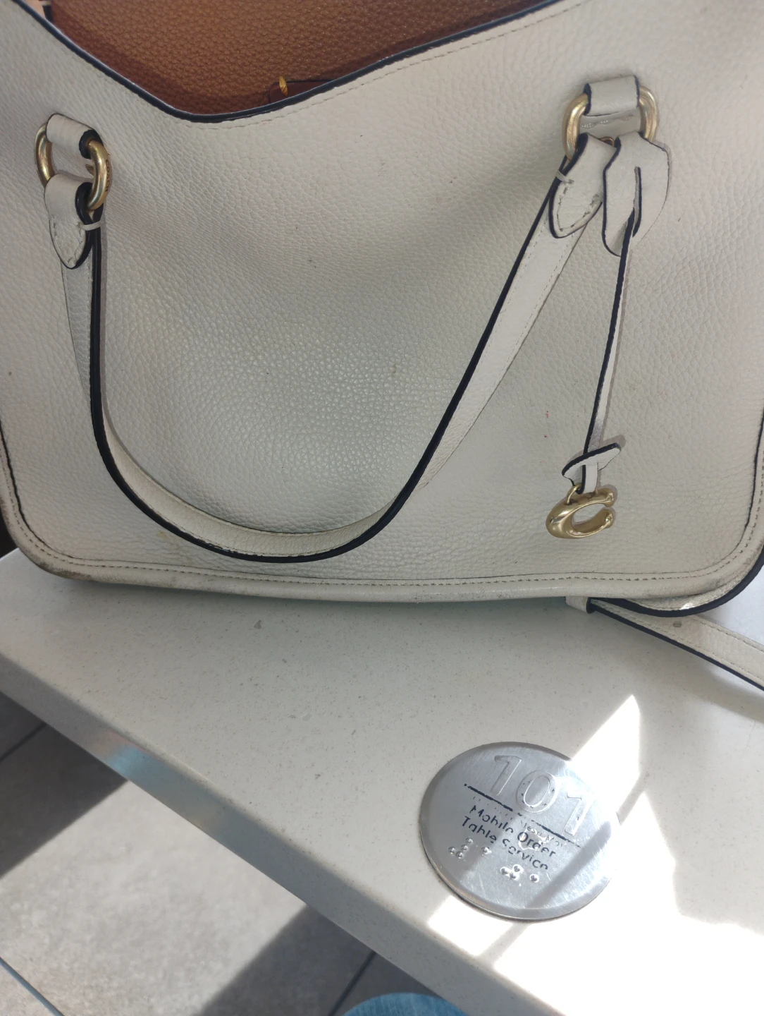 White Coach Leather Tote Bag