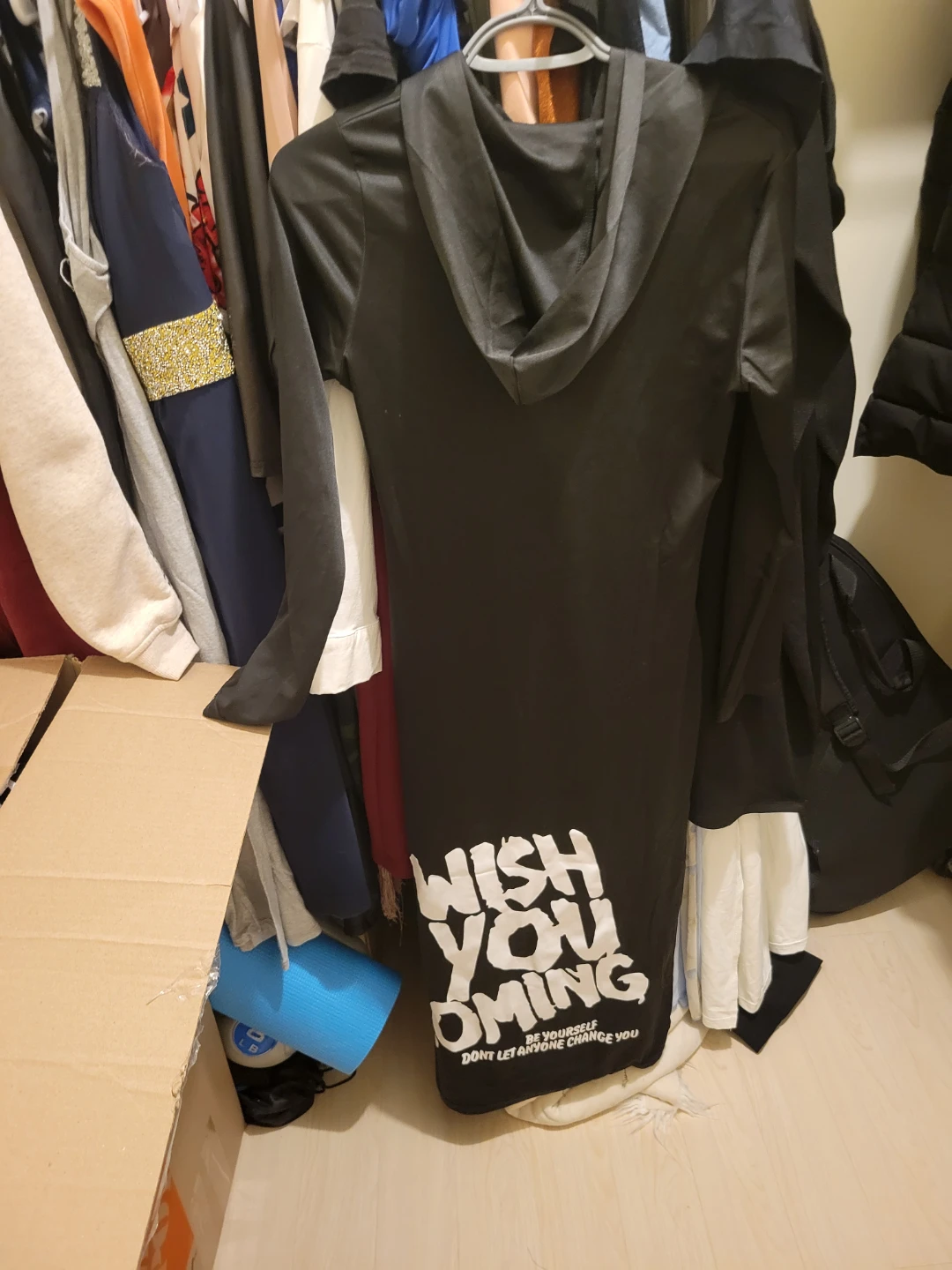 Black Hoodie Dress with Zipper and Pockets - photo 2
