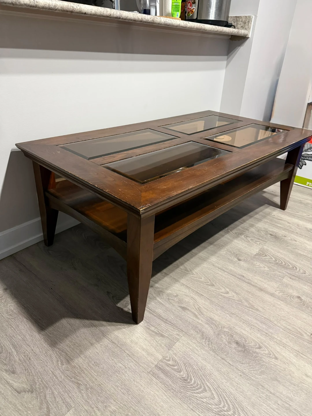 Wooden Coffee Table with Glass Top - photo 2