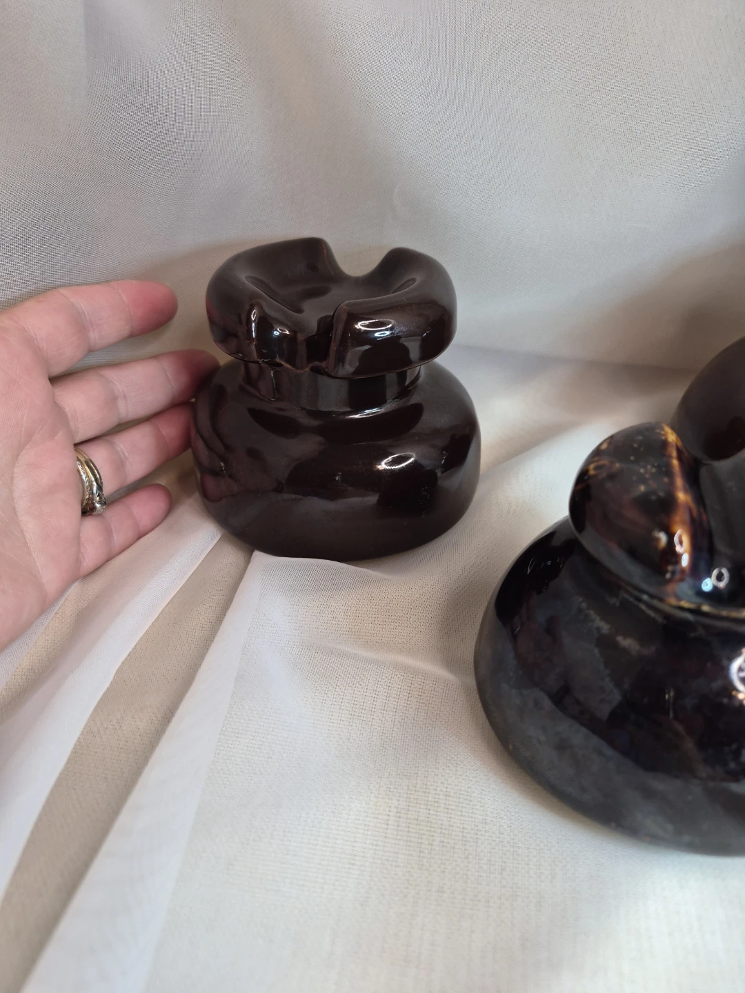 Lot of 3 Vintage Ceramic Porcelain Heavy Collectible Insulators - photo 3