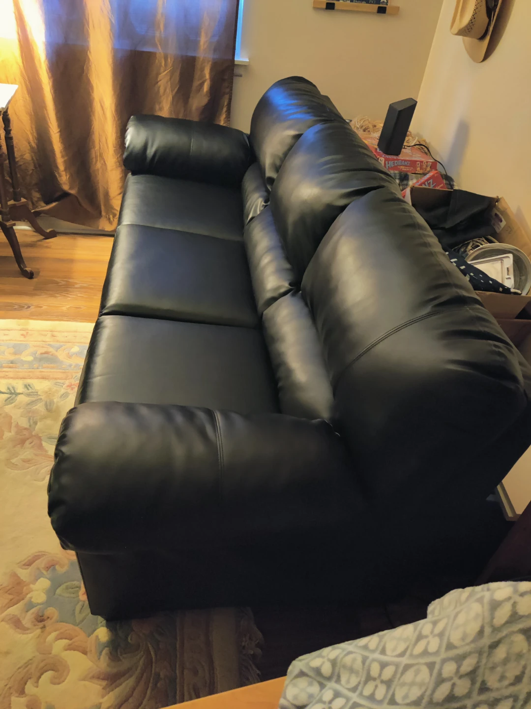 Ashley Black Faux Leather Sofa set - photo 4