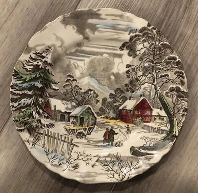 Vintage Christmas Scene Plate