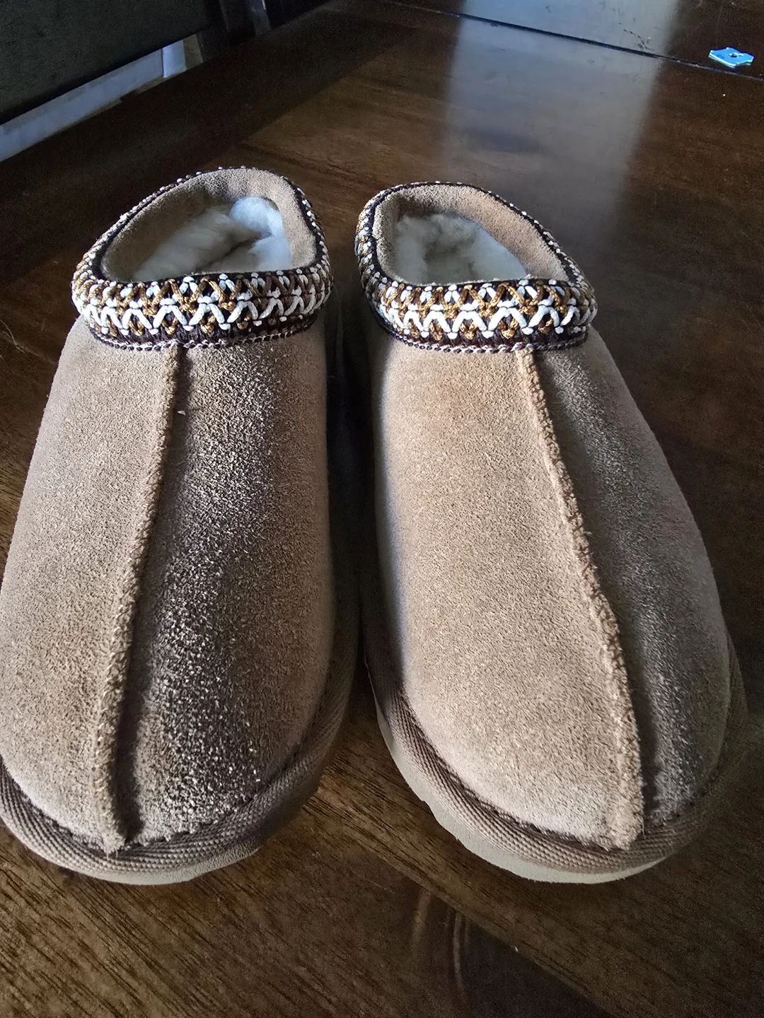 UGG Brown Suede Shearling Lined Slippers Size 13