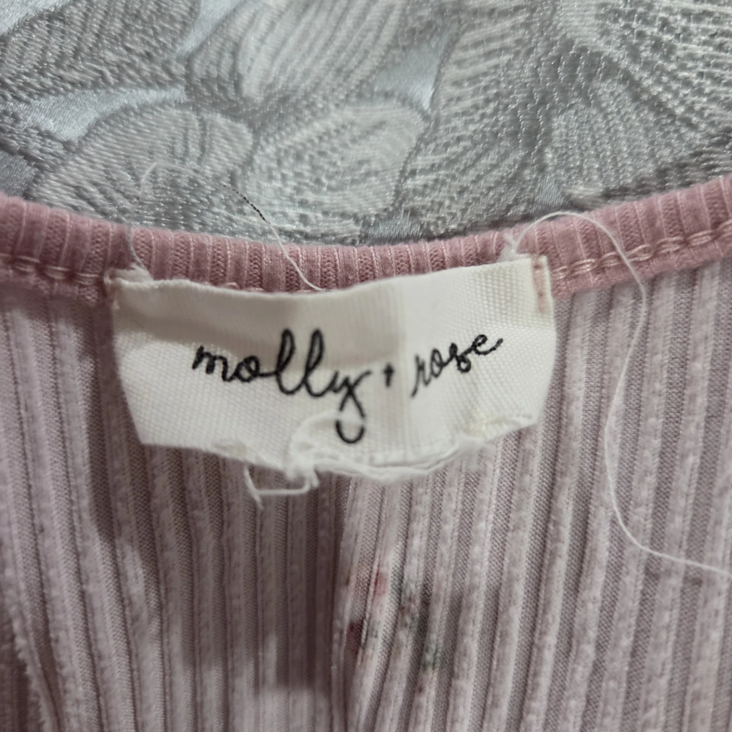 Molly + Rose Pink Floral Ruched Ribbed Top - photo 4
