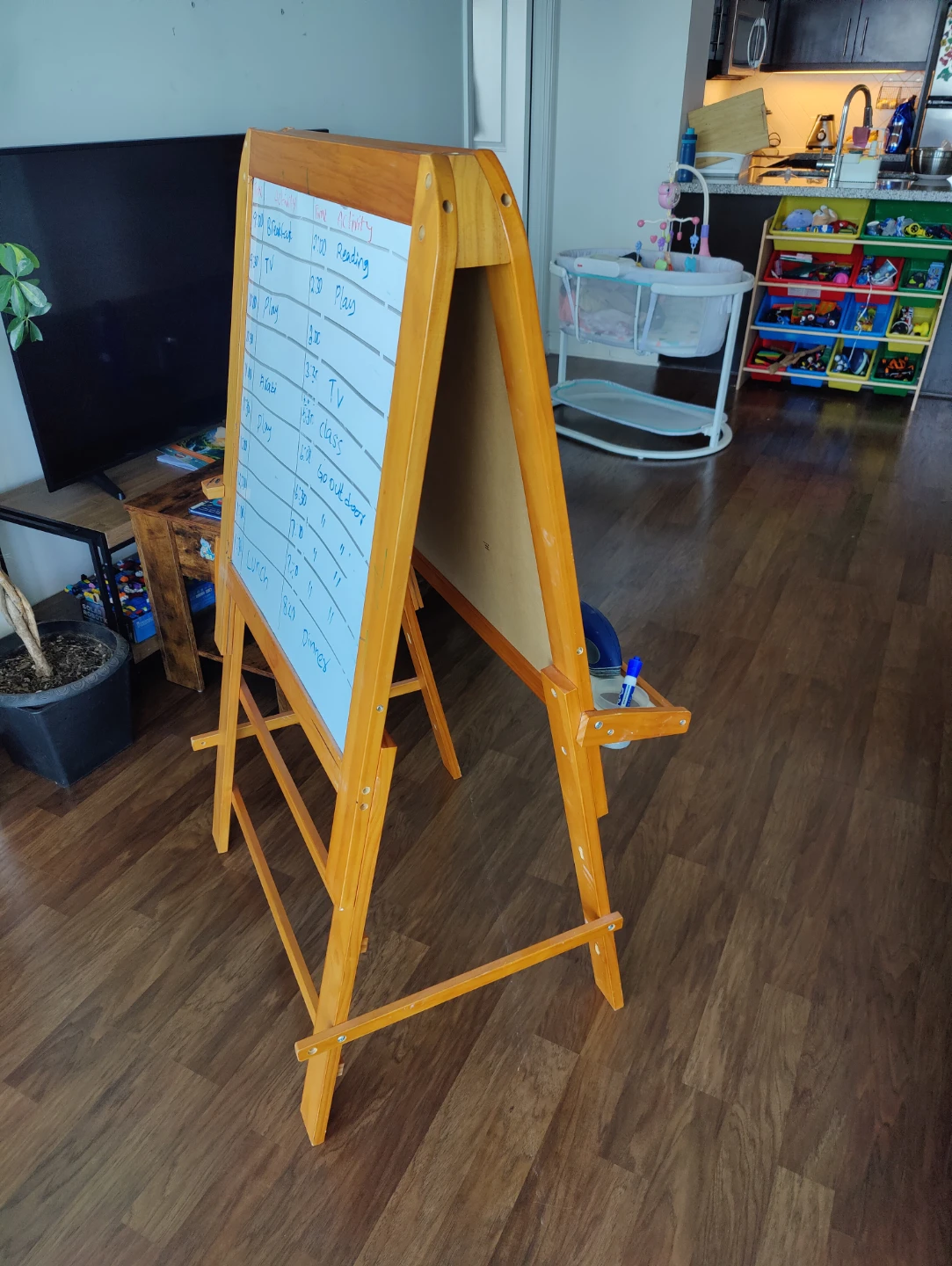 Wooden Easel with Whiteboard and Chalkboard