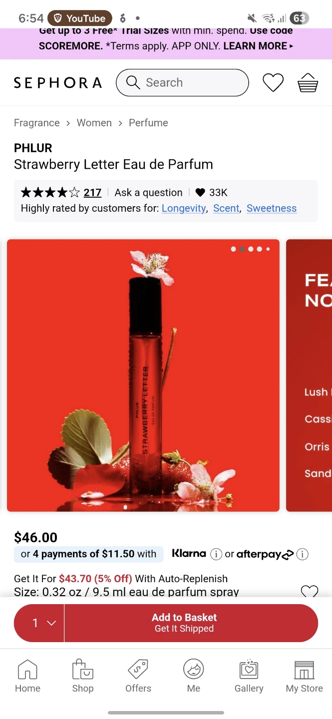 PHLUR Strawberry Letter Eau de Parfum Rollerball