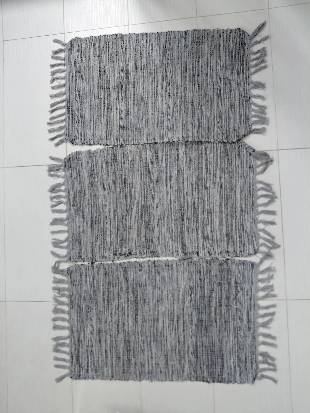 Grey Striped Rag Rug Set