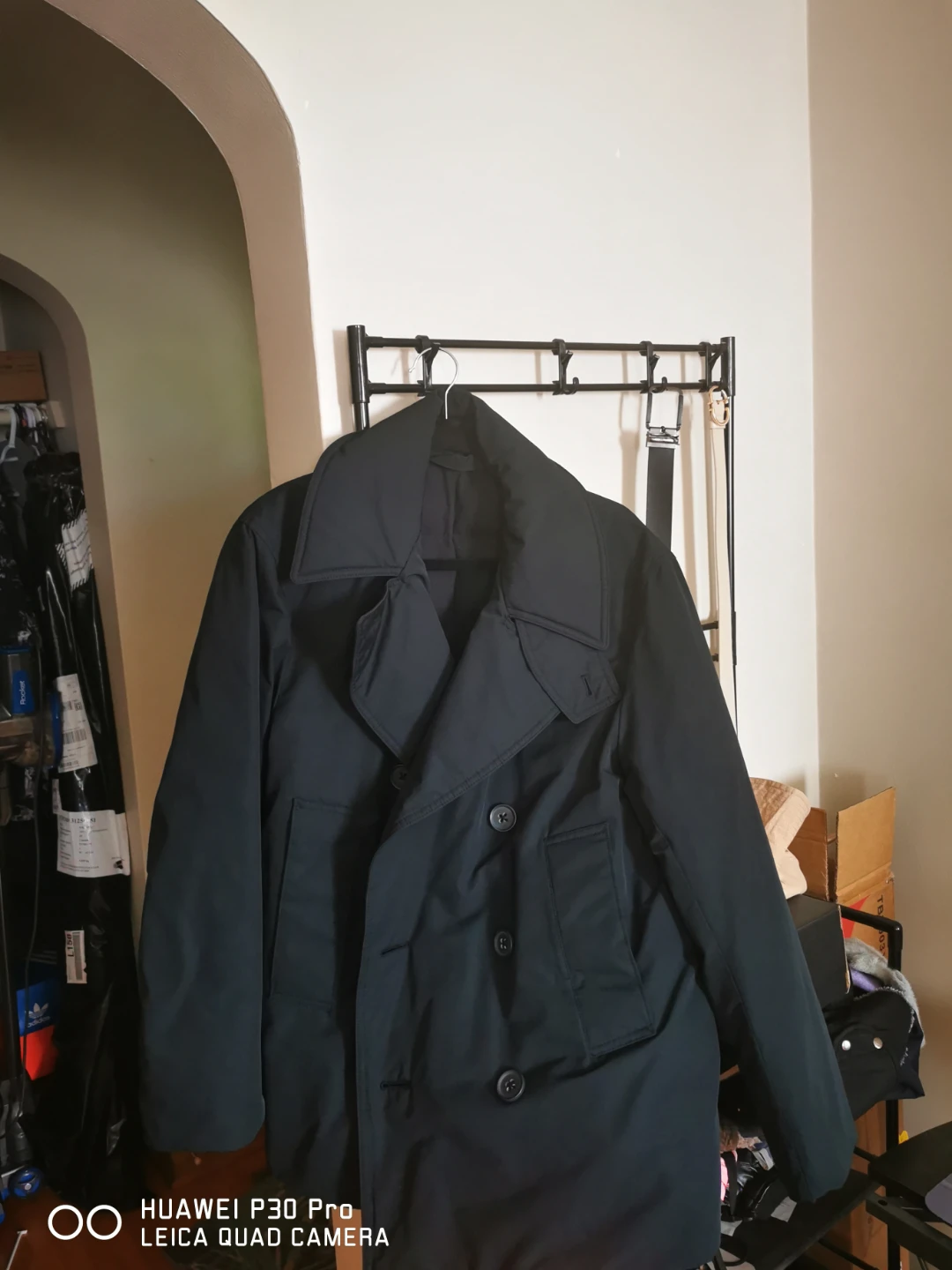 Uniqlo Black Double-Breasted Peacoat