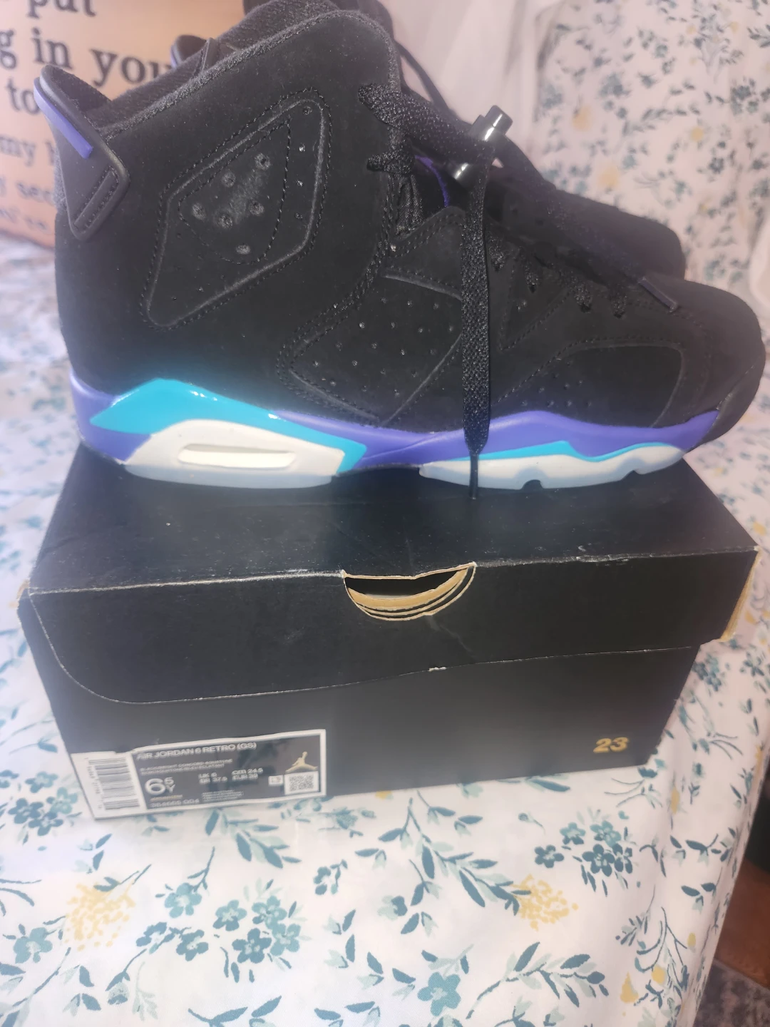 Air Jordan 6 Retro (GS) Black/Purple Size 6.5Y - photo 2