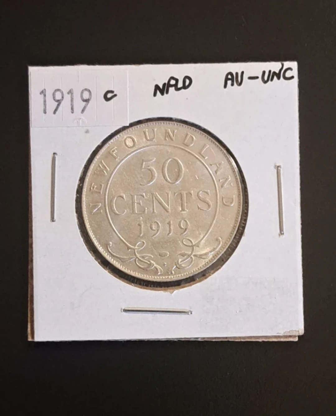 1919C Newfoundland 50 Cents, Silver Coin, AU-UNC!!
