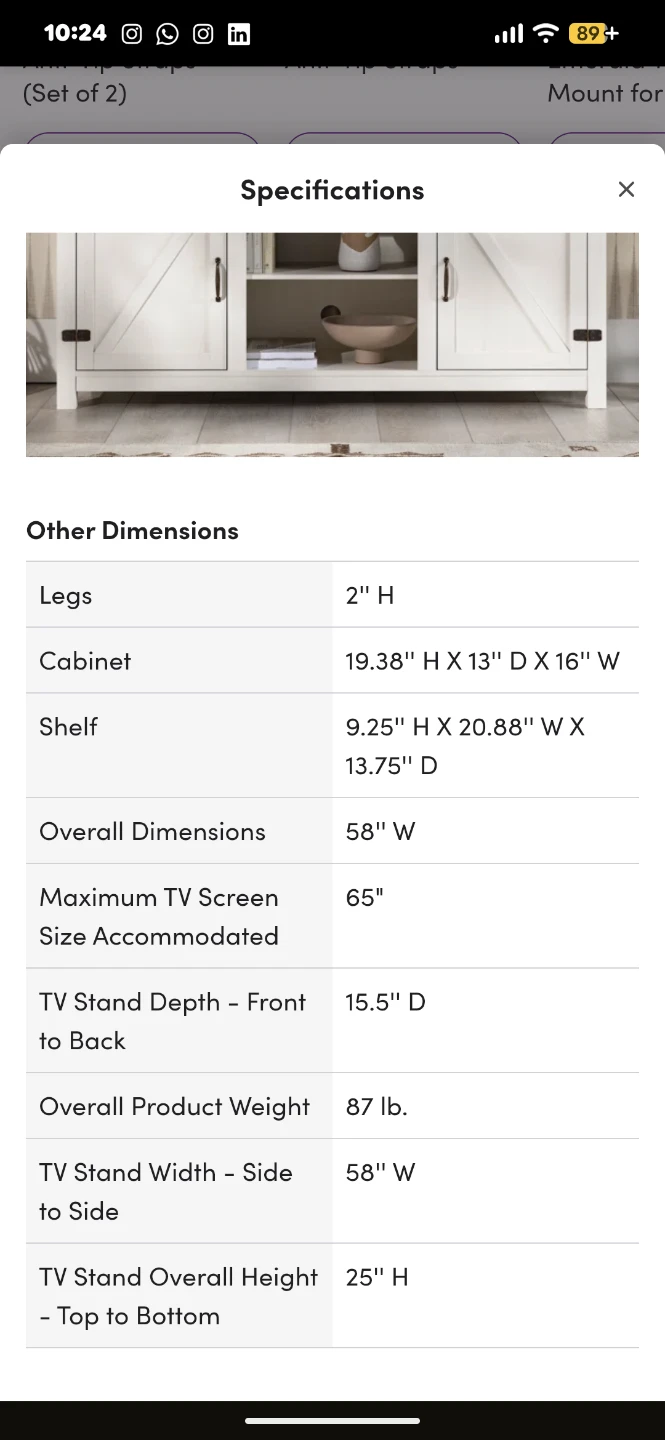 White Farmhouse TV Stand for TVs up to 65 inches - photo 4