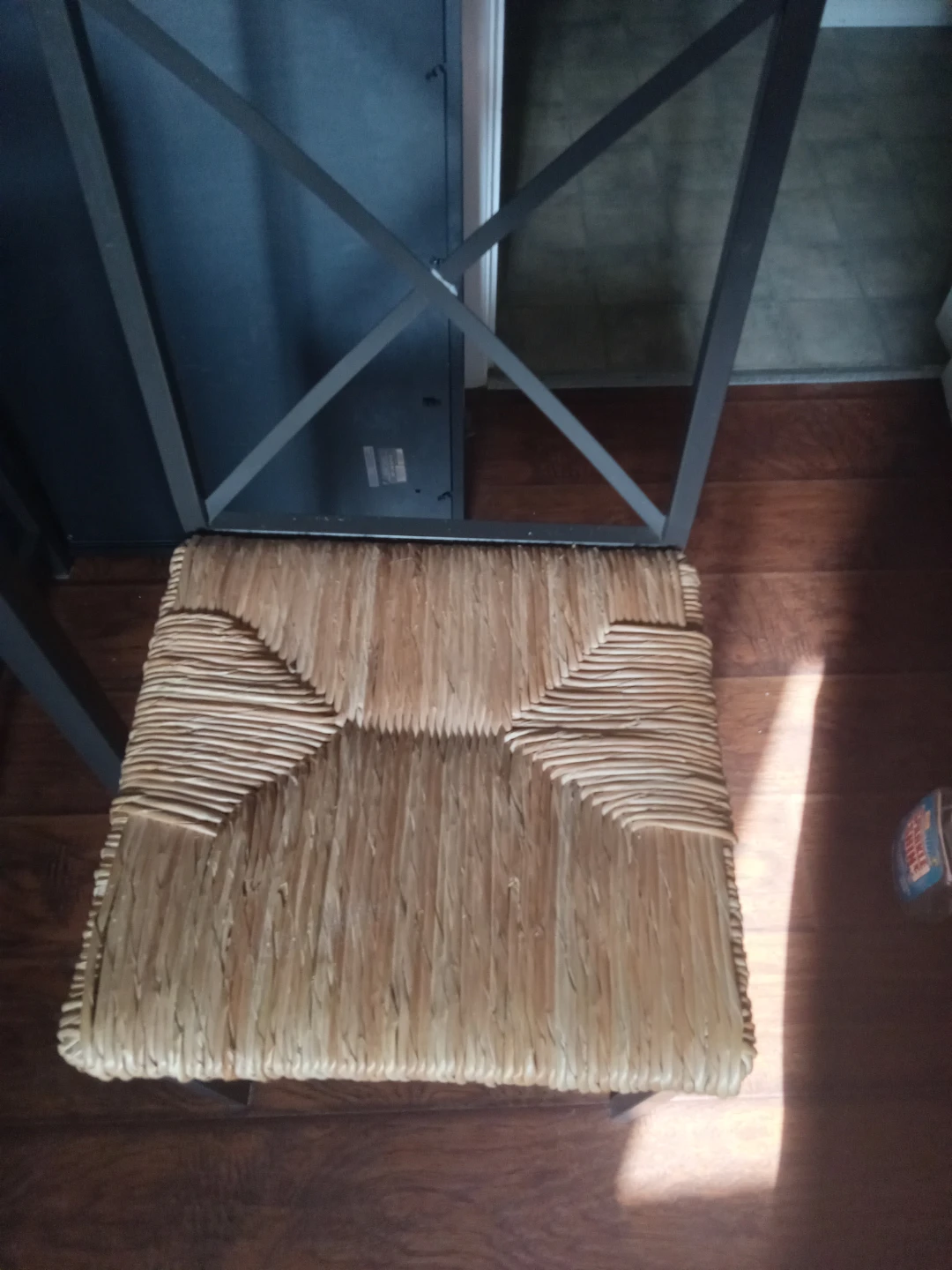 Glass Top Dining Table with Woven Seat Chairs - photo 3