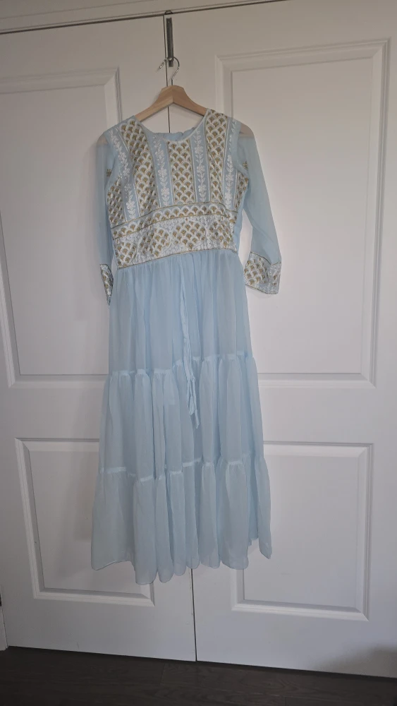 Light Blue Embroidered Maxi Dress