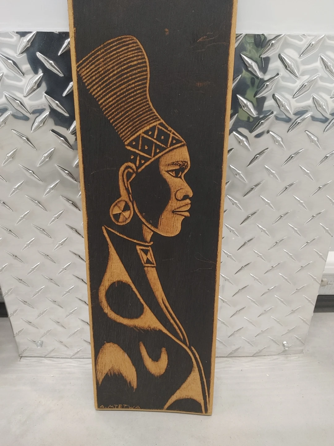 A. Mtetwa Hand-Carved Wood Wall Plaque