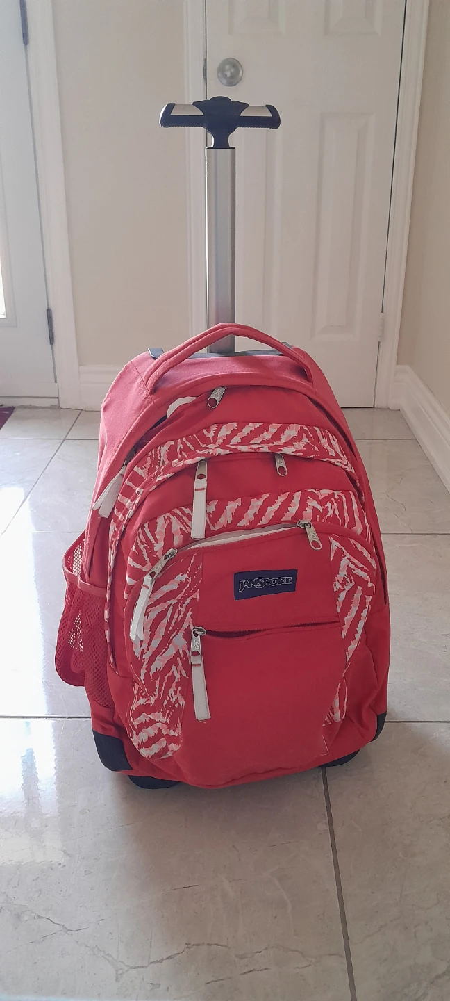JanSport Rolling Backpack - Red Tiger Stripe