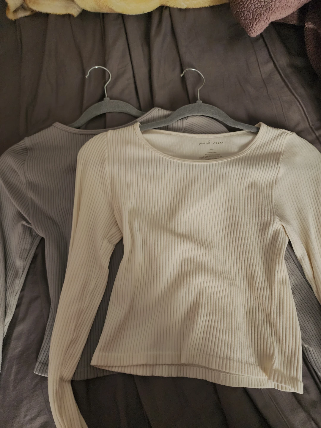 Pink Rose Ribbed Long Sleeve Top XS/S