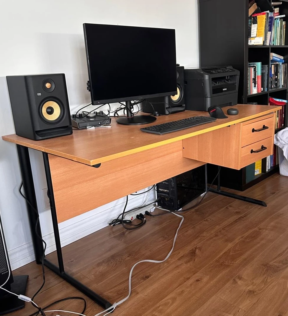 Wooden Computer Desk with Drawers