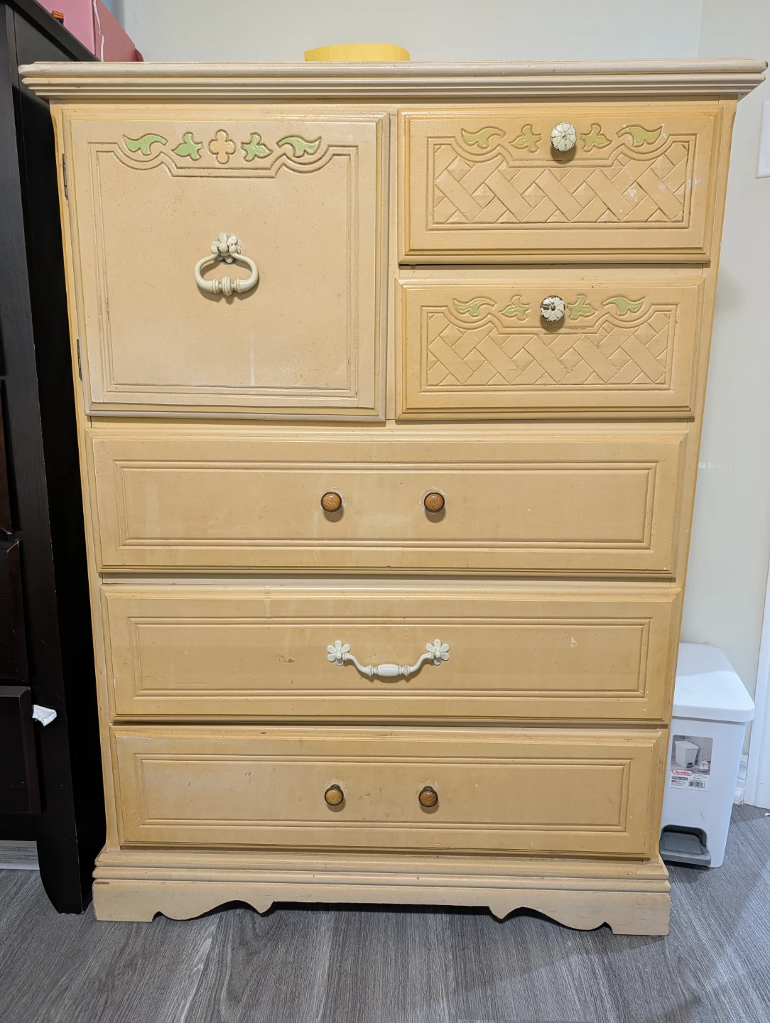 Yellow Dresser with Cabinet