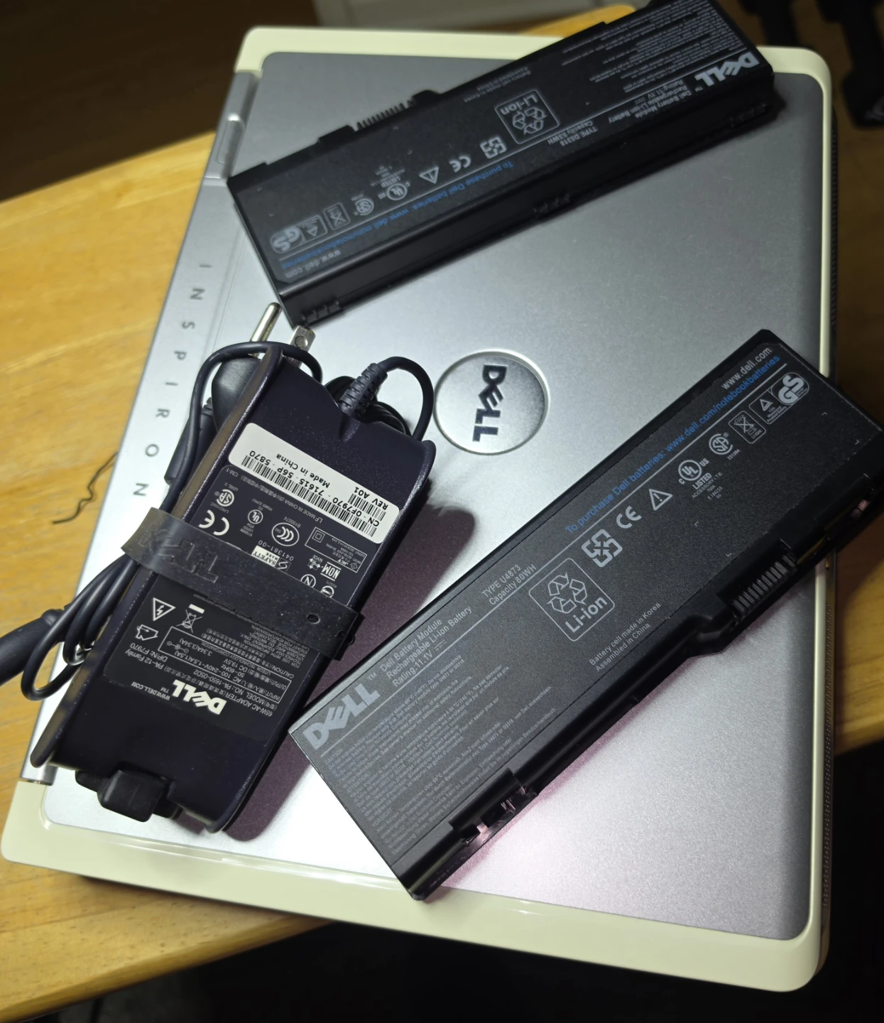 Dell Laptop AC Adapter/charger and 3 Batteries. For parts/repair