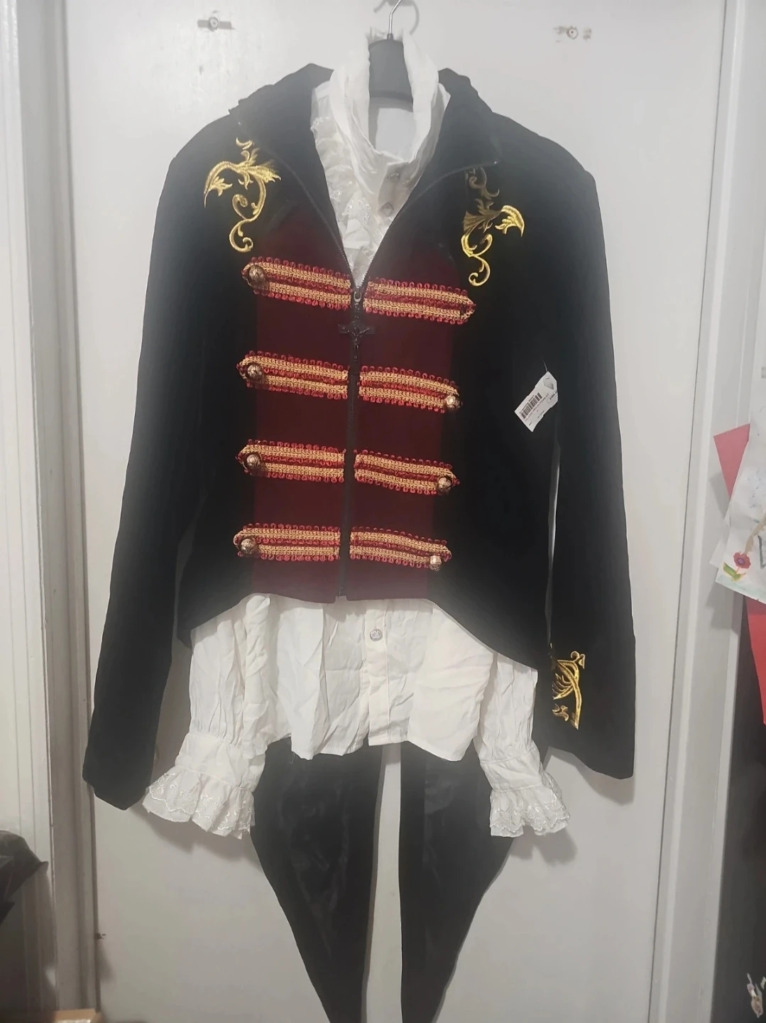 Screaming Mimi's Tail Coat Small Red and Gold
