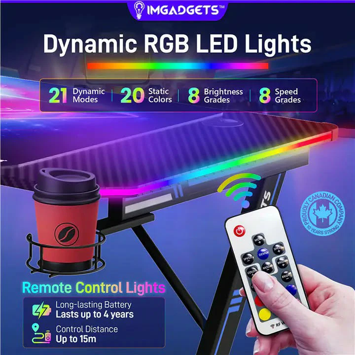 IMGADGETS Carbon Fiber Gaming Desk with RGB Lights - photo 2
