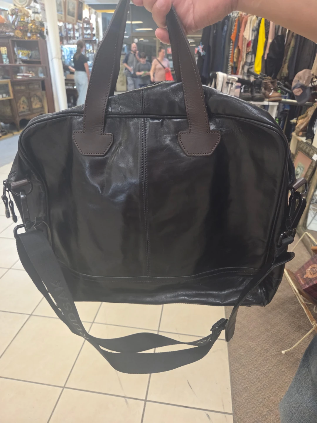 Black Leather Briefcase / Messenger Bag