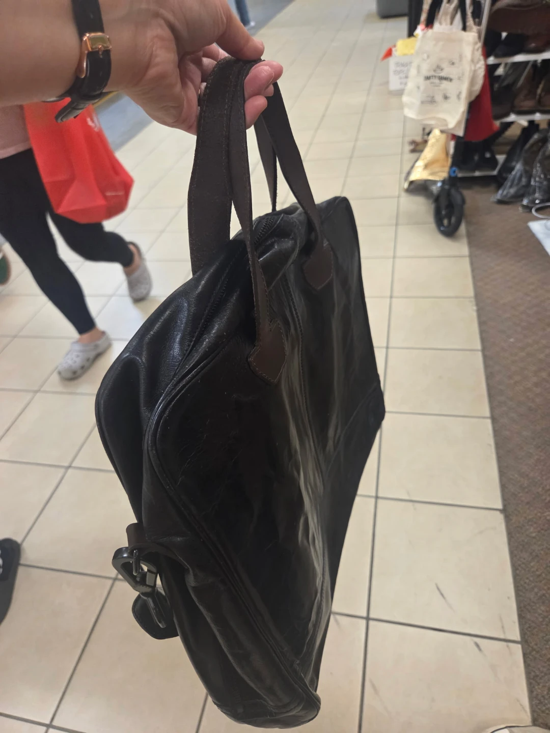 Black Leather Briefcase / Messenger Bag - photo 2