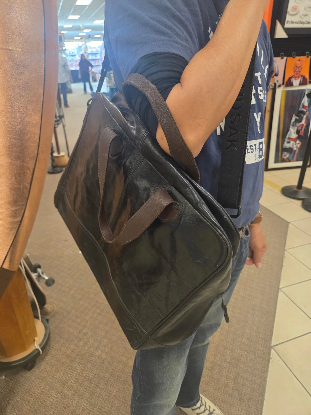 Black Leather Briefcase / Messenger Bag - photo 4