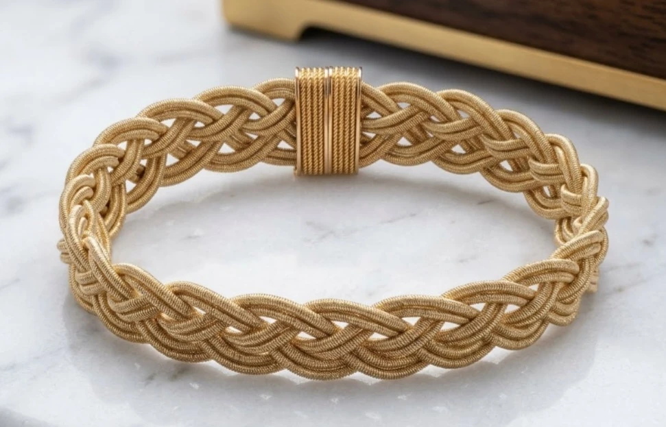 Vintage Gold Braided Woven Mesh Choker Necklace - photo 2