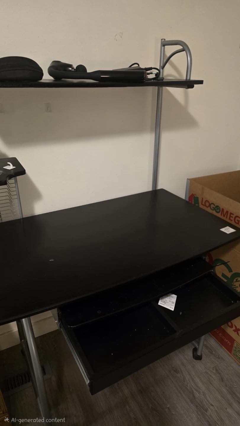 Black Computer Desk with Keyboard Tray and Shelving (URGENT!!!) - photo 2