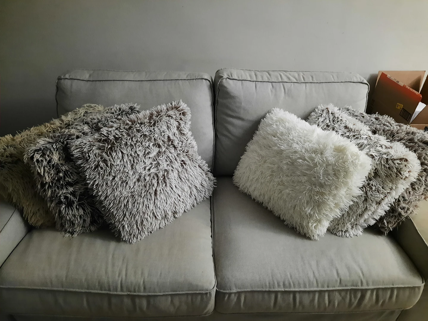 Set of 5 Faux Fur Throw Pillows