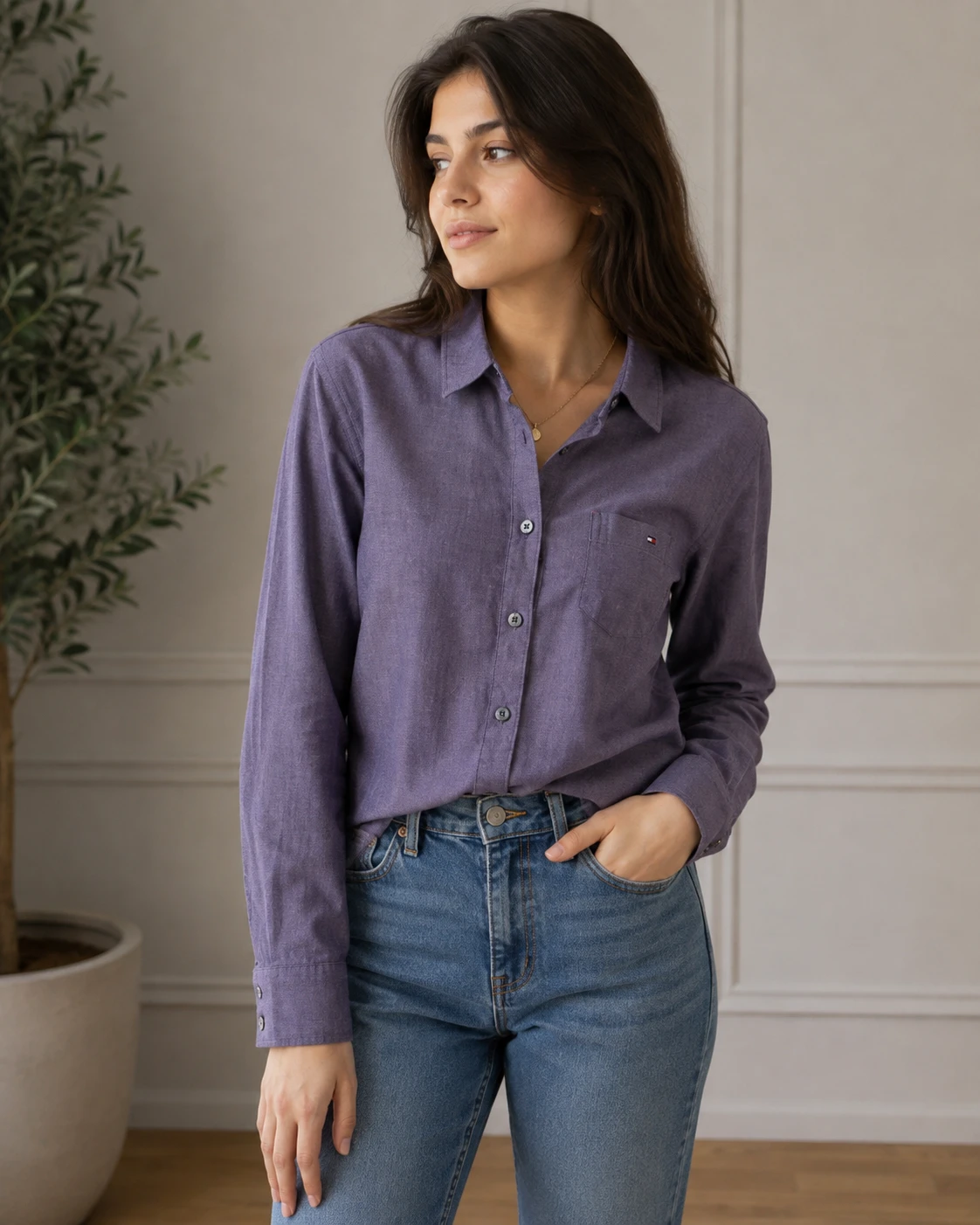 Tommy Hilfiger Purple Button-Up Shirt