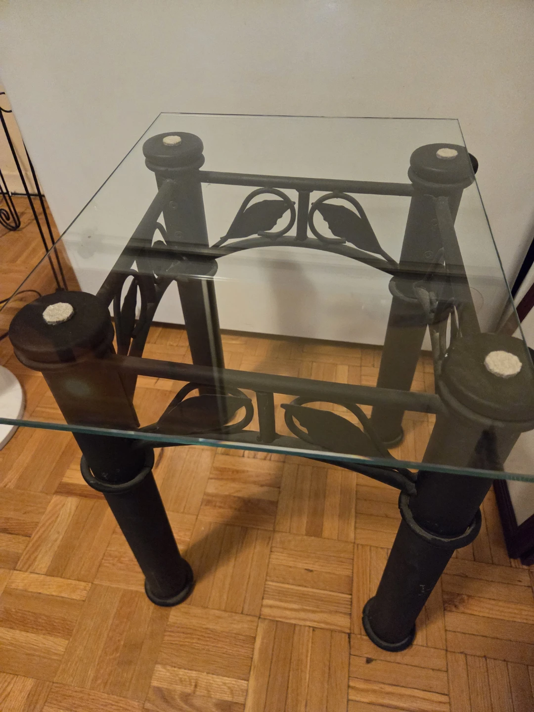 Glass Top End Table with Metal Base