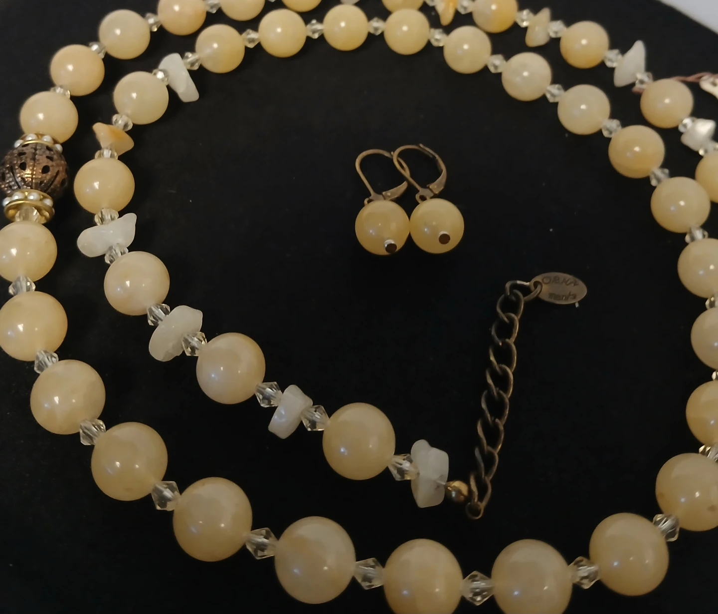 Semi-precious stones Honey Jade and earrings set - photo 4