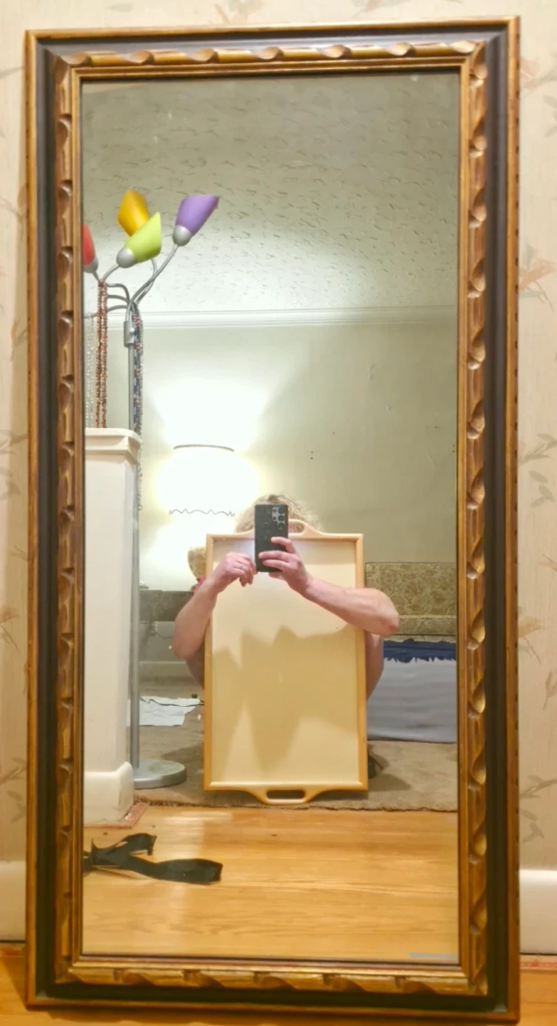 Rare Vintage MCM 1960s Heavy Solid Wood Full-Length Mirror - photo 2