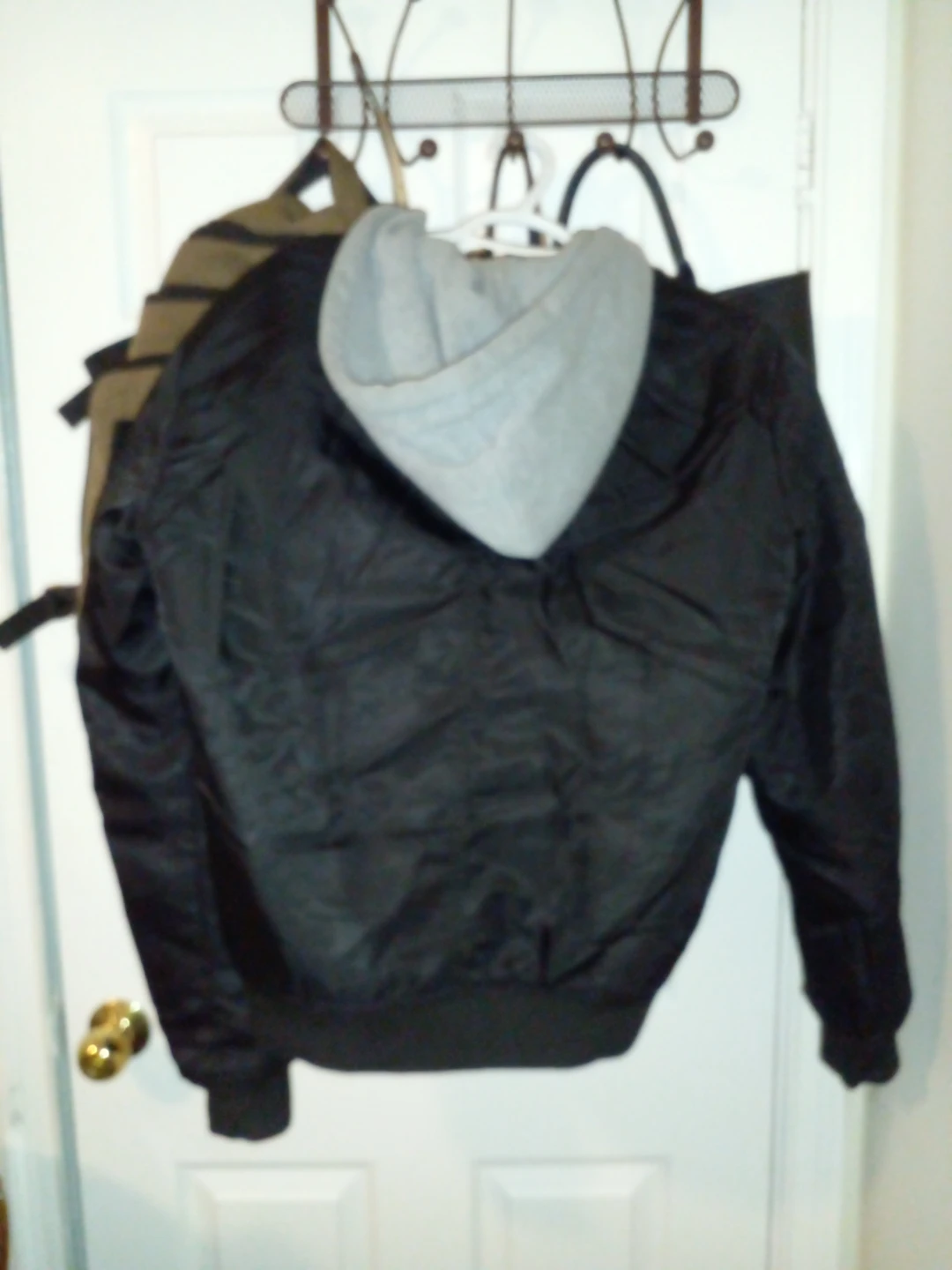 Black Bomber Jacket with Grey Hood - photo 2