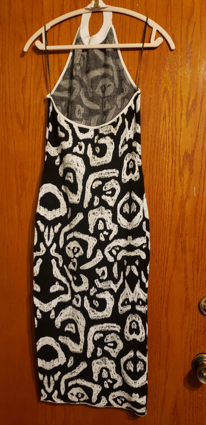 MILLY Black & White Abstract Print Halter Dress - Size S - photo 2
