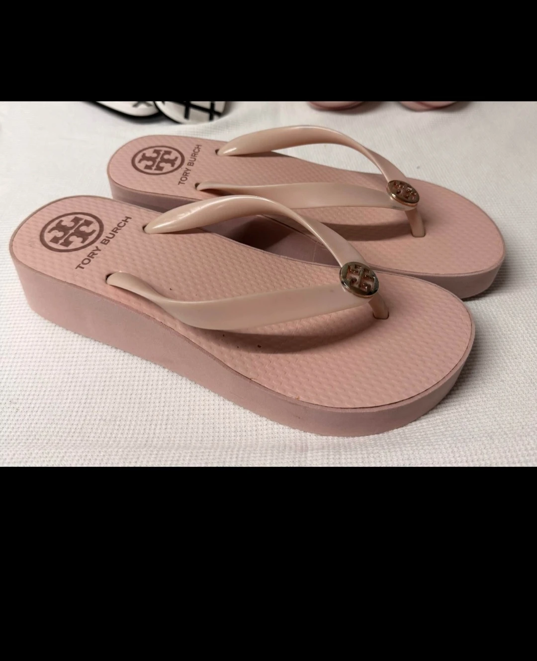 Tory Burch Wedge Flip Flops - Pink - Size 6M
