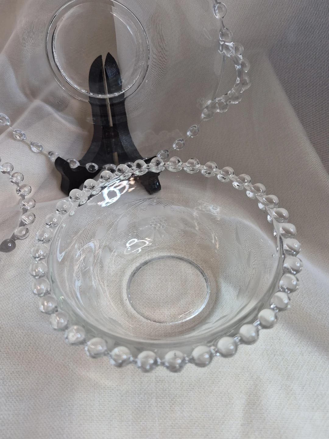 Lot of 3 Vintage Etched Imperial Candlewick Glass Items - photo 2