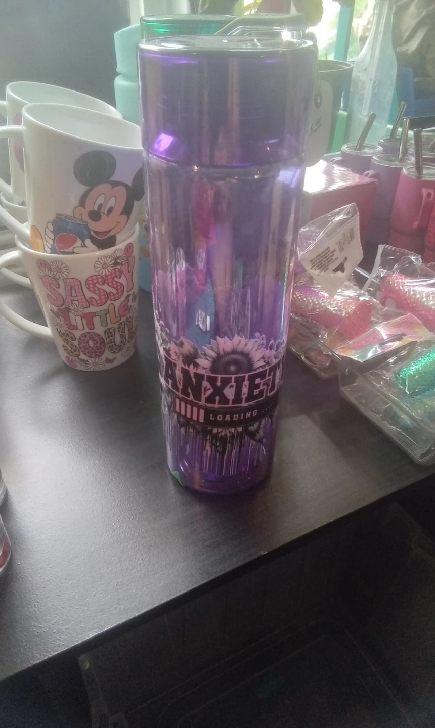 Purple "Anxiety Loading" Water Bottle