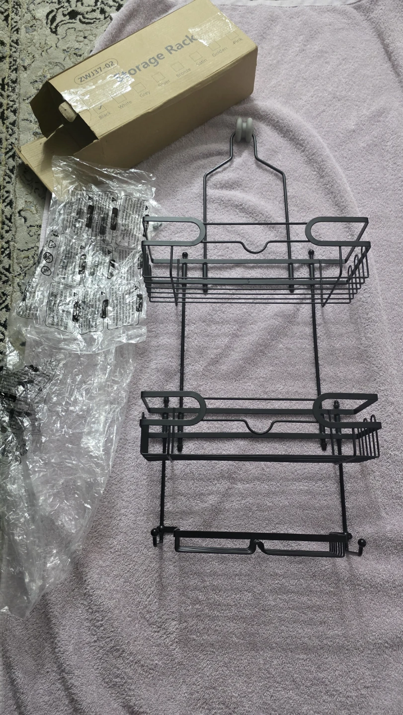 Black Metal 3-Tier Shower Caddy Storage Rack